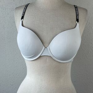 Pre-Owed Victoria’s Secret Womens White with Black Straps Bar Size 32DD